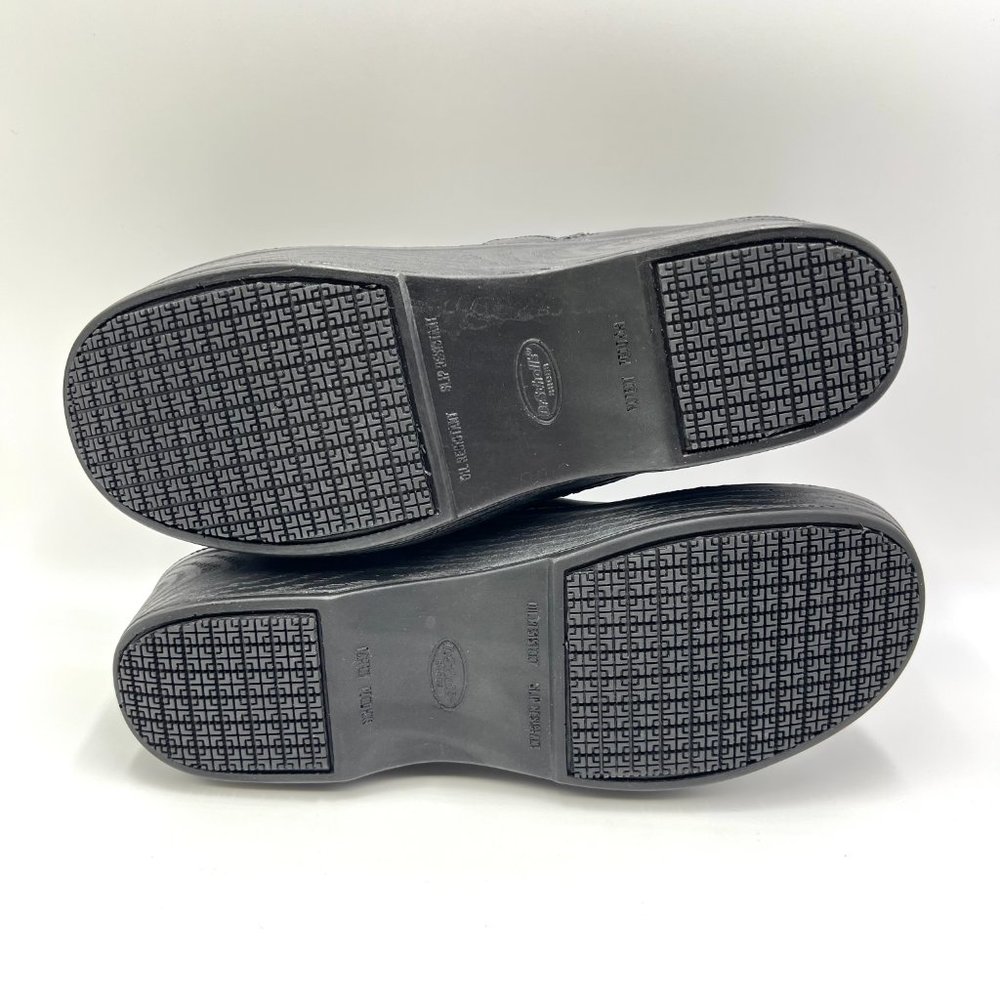 New Dr Scholls Womens Size 9 Black Leather Dynamo Slip On Work Mule Shoes Clogs‎ - Picture 8 of 13